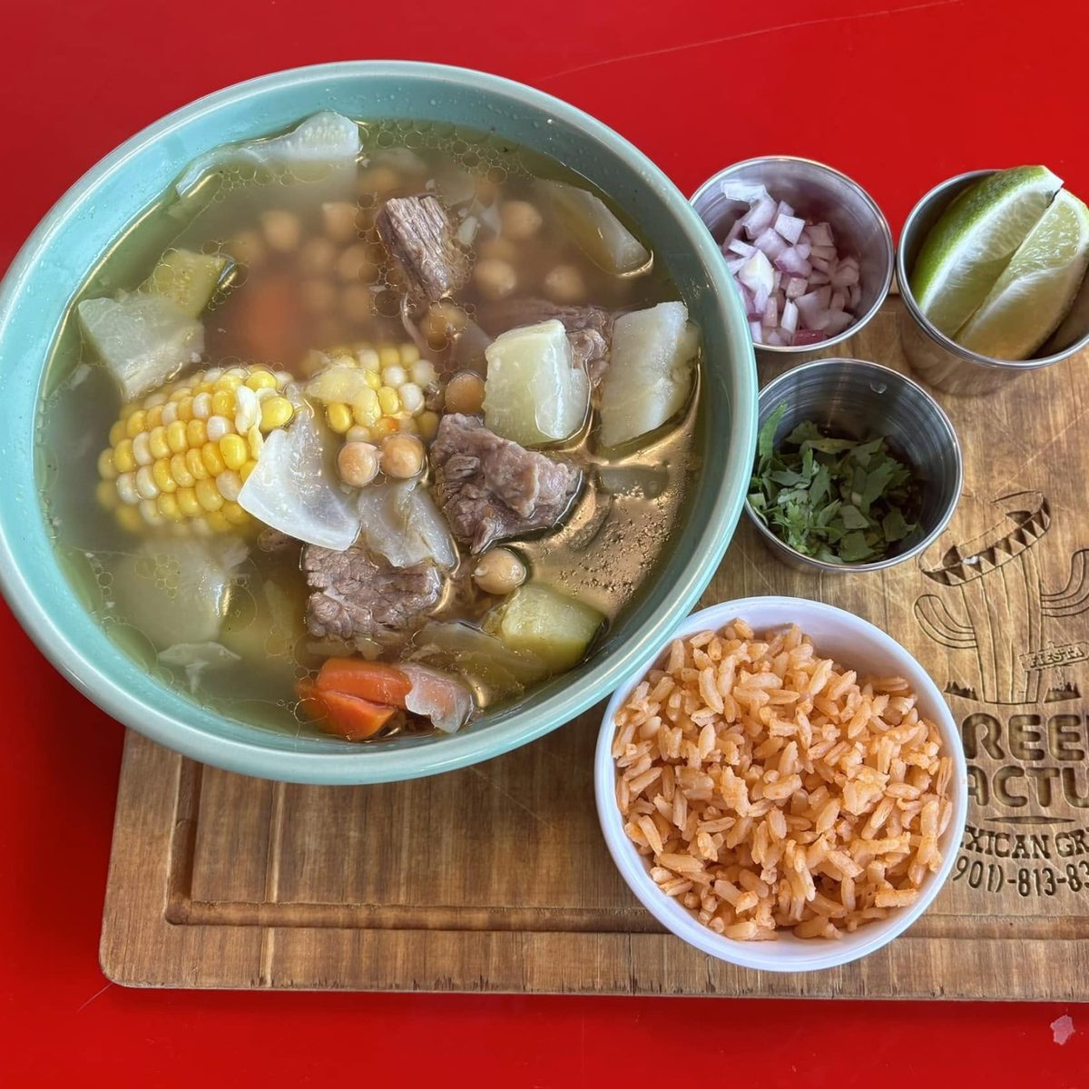 Homestyle soup with beef, vegetables and rice