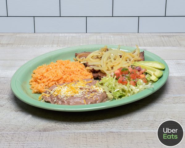 Carne asada plate at Green Cactus Mexican Grill